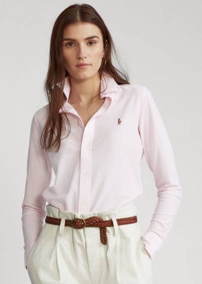 Women's Polo Ralph Lauren Striped Knit Oxford Shirt | 546208QYP